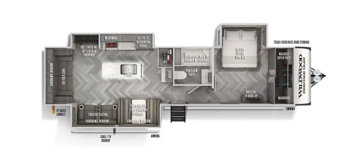 Floorplan diagram of the travel trailer