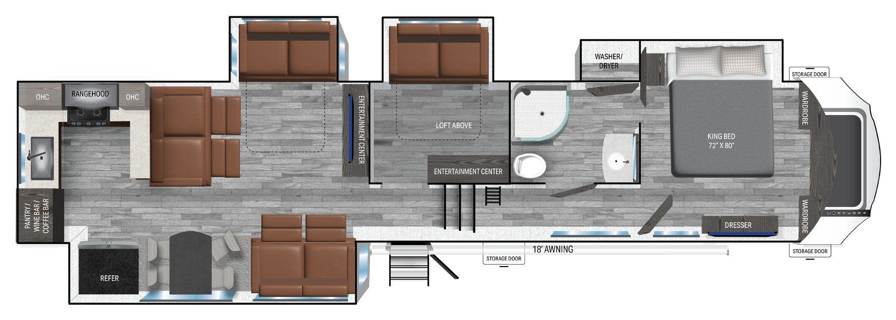 Floorplan diagram of the fifth wheel