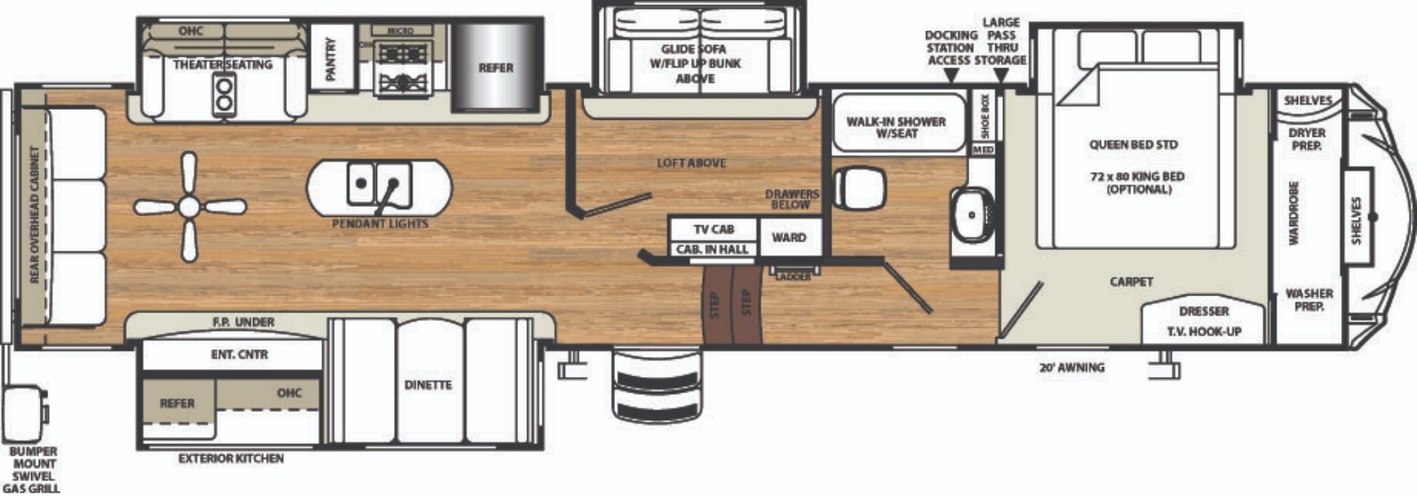 Floorplan diagram of the fifth wheel