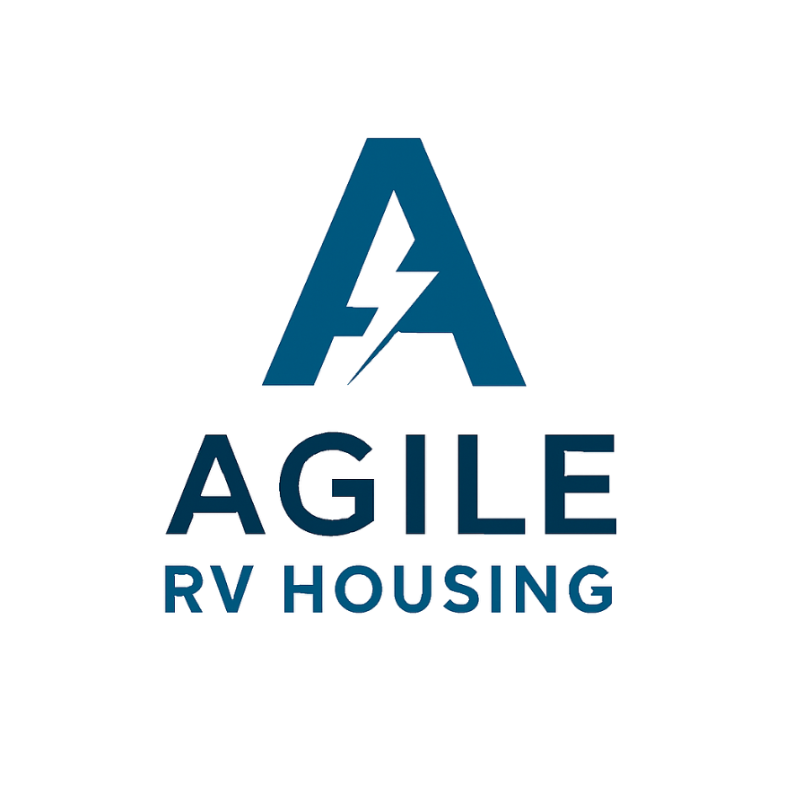Agile RV Housing logo — stylized A with lightning bolt above the company name